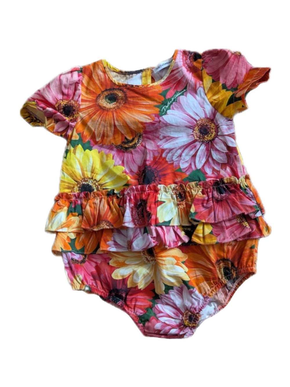 Dolce & Gabbana baby floral cotton poplin romper 9 12 mos party wedding summer
